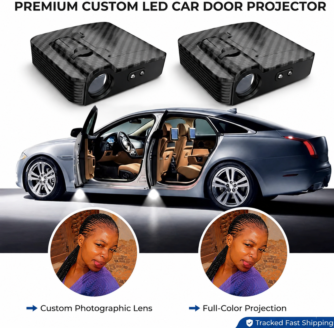 Wiring-free Carbon Fiber Pattern Infrared Door Sensor Projection Light